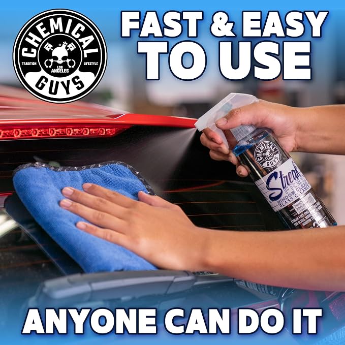 Streak Free Glass and Window Cleaner - Works on Glass, Windows, Mirrors, and Screens, Ammonia-Free and Safe on Tinted Windows, for Cars, Trucks, SUVs, and Home Use - 16 oz