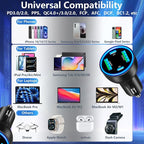 USB C Car Charger, 4-Port 90W Dual USB-C + USB-A Car Power Adapter, 4 in 1 PD/QC Type-C Fast Car Charging Cigarette Lighter for iPhone 17 17 Pro Max 16 15 14 13 12 11/Galaxy S25 S26/Pixel/iPad