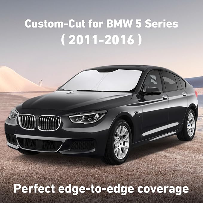 Windshield Sunshade Compatible for BMW 5 Series 525i 520i 528i 530i 535d 535i 550i Series 2011-2014 2015 2016, Sun Visor for Window Sun Shade Cover, UV Protector, Car Accessories