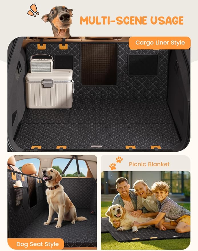 Dog Car Seat Cover for Back Seat - [Upgraded Anti-Ripped] Back Seat Extender for Dogs Hard Bottom, Waterproof Dog Hammock for Car with Mesh Window, Pet Backseat Protector SUV & Small Truck XL