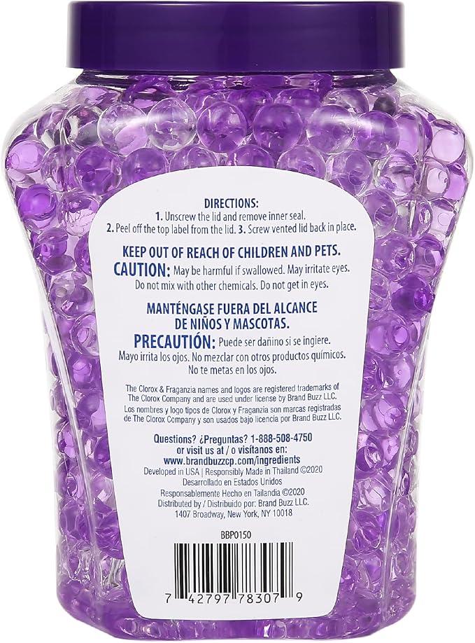 Fraganzia Crystal Beads Air Freshener, Long Lasting Room Deodorizer and Odor Eliminator Gel Beads to Freshen Home, Car, or Office, Lavender with Eucalyptus Scent, 12 Fl Oz - 12 Pack