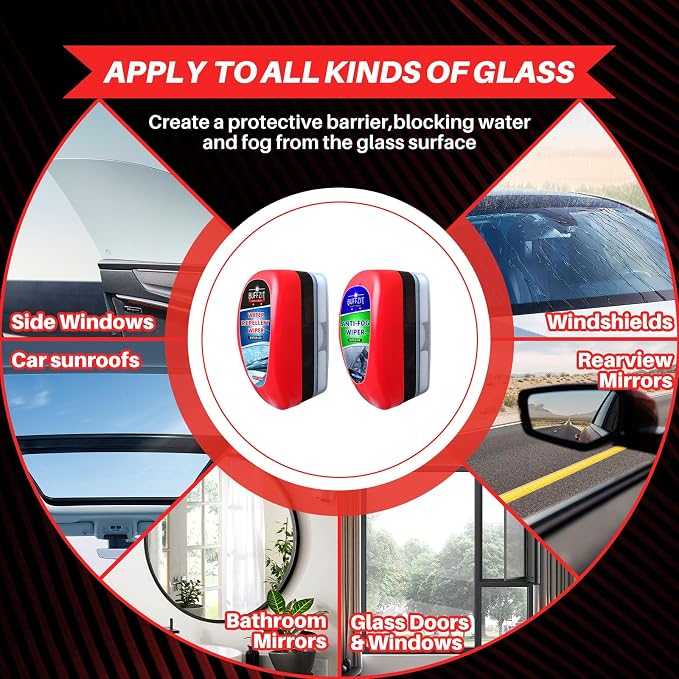 Car Water Repellent & Anti-Fog for Windshield – Quick Interior & Exterior Glass Treatment Bundle, Rain Repellent & Antifogging Fluid for Windows, Mirrors, Paint – Pack of 2