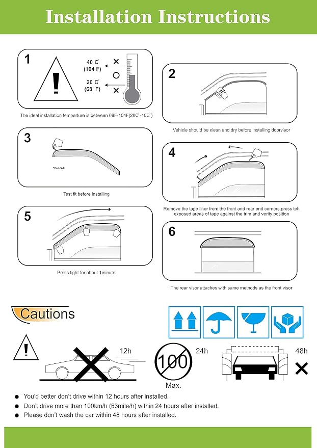 Rain Guards Window Visors Side Vent Guard Shade Sun Wind Deflectors for Ford F150 SuperCrew/Crew Cab 2004-2008,Also Fit Lincoln Mark LT 2006-2008,Sun Visor for Car,4-Pieces Set 94443