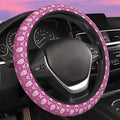 Day of the Dead Sugar Skull Steering Wheel Cover for Women Men Neoprene Breathable Pink Floral Wheel Cover Protector Anti-Slip Car Accessories Universal 15 Inch Fit for Cars Trucks Vehicles