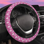 Day of the Dead Sugar Skull Steering Wheel Cover for Women Men Neoprene Breathable Pink Floral Wheel Cover Protector Anti-Slip Car Accessories Universal 15 Inch Fit for Cars Trucks Vehicles