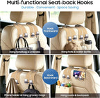 Car Headrest Hooks, Premium Suede with Metal Car Seat Back Storage Hooks for Handbag Coats Umbrella Backpack - 2 Pack, Beige