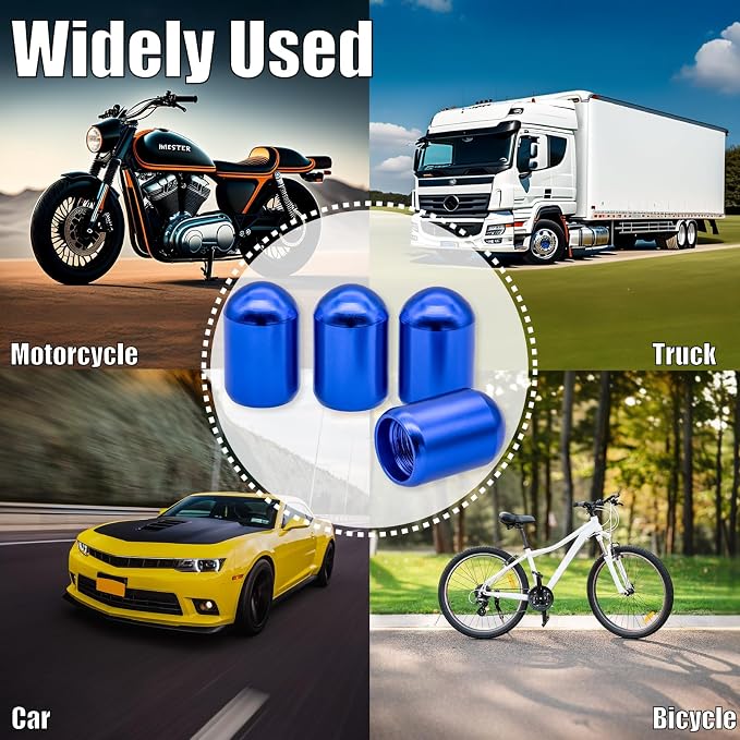 12PCS Tire Valve Stem Caps, Aluminum Alloy Tire Air Caps, Corrosion Resistant Leak-Proof, Universal Wheel Valve Covers for Cars, SUV, Trucks, Bikes, Motorcycles, Bicycles(Blue)