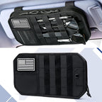 SAMPUSS Car Sun Visor Organizer Car Sunglass Holder with Storage Pouch | Semi-rigid molle panel car truck accessories with zipper for men&women fit most cars trucks vans suvs jeeps patrols