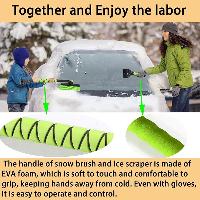 25" Snow Brush & Ice Scraper for Car Windshield, Detachable Snow Scrapers with Foam Grip for Cars, Trucks, SUVs