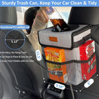 Car Trash Can Bin for Back Seat Leak Proof, Cute Car Trash Bag Hanging, Vehicle Trash Can for SUV Truck Van, Automotive Garbage Cans Front Seat Grey