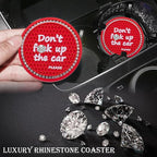 2PCS Bling Crystal Rhinestone Cup Holder Coaster – 2.75 Inch Anti-Slip Auto Insert Cup Coaster – Sparkling Interior Decor Accessories for Cars & Vehicles (Red & White)