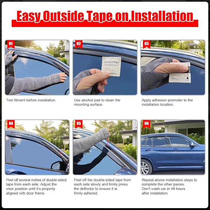 Fit 2001-2012 Ford Escape Slim Style Acrylic Smoke Tinted Window Visors |, 2008-2011 Mazda Tribute, 2005-2011 Mercury Mariner, Sun Rain Guards, Self-Adhesive, Vent Smoke 4Pcs