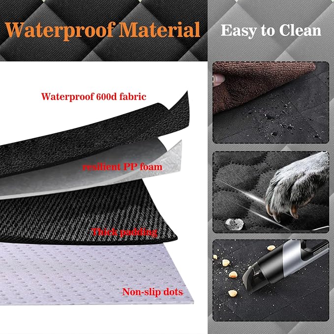 Dog Car Seat Cover for Back Seat, Scratch Proof Nonslip Pet Car Seat Cover, 4 Layers Waterproof Heavy Duty Back Seat Pet Cover for Dogs with Storage Bag (Black)