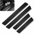 4 PCS Car Door Sill Protectors, Carbon Fiber Anti-Scratch Waterproof Threshold Guard Stickers, Front Rear Entry Scuff Protective Cover, Universal for Most Cars SUVs Trucks (Black)