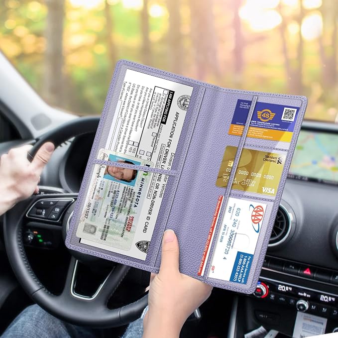 Car Registration and Insurance Card Holder, Vehicle Glove Box Card Organizer Wallet Automobile Accessories for License
