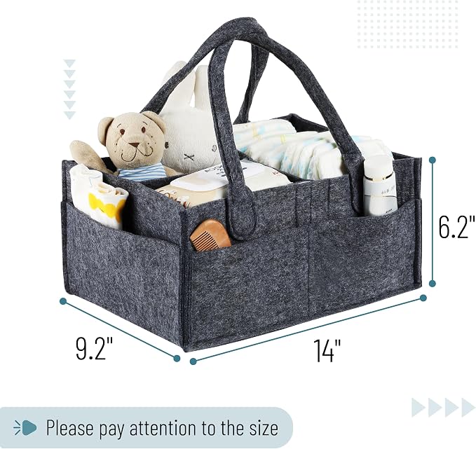 Mr. Pen- Baby Diaper Caddy Organizer, Charcoal Gray | Nursery Storage Bin and Car Organizer for Diapers and Baby Wipes