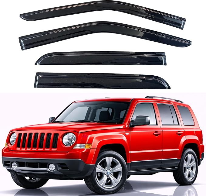KPY Rain Guards Fit for 2007-2018 Jeep Patriot, Out-Channel Window Visors Vent Wind Deflectors 4PC, Car Accessories for 07-18 Patriot