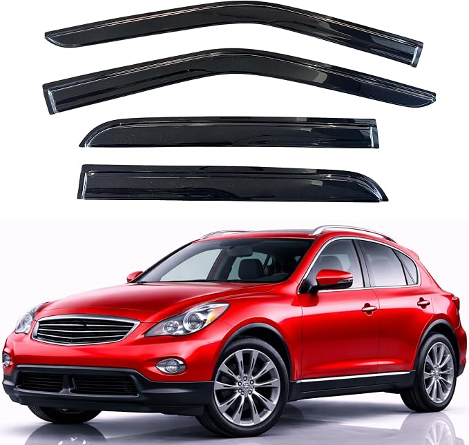 KPY Rain Guards Fit for 2007-2013 Infiniti EX35 EX37, Out-Channel Window Visors Vent Wind Deflectors 4PC, Car Accessories for 07-13 Infiniti EX35 EX37