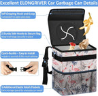 Car Trash Can Bin for Back Seat Leak Proof, Cute Car Trash Bag Hanging, Vehicle Trash Can for SUV Truck Van, Automotive Garbage Cans Front Seat Flamingos, 2 Gallons
