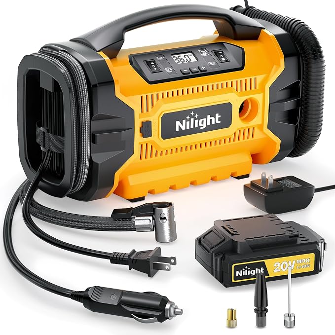 Portable Air Compressor Tire Inflator 3 Power Sources Pump 160PSI Dual Powerful Motors Fast Inflate Auto Shutoff for Cars & Inflatables Inflation/Deflation