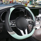 Cute Steering Wheel Cover D Shape for Women Men Breathable Universal 15 inch,Black and Green