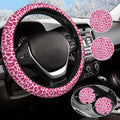 Leopard Print Steering Wheel Cover Anti-Slip Universal for 14.5-15 Inch Car Steering Wheel Cover with 2 Pieces Car Coasters Suitable for Men Women
