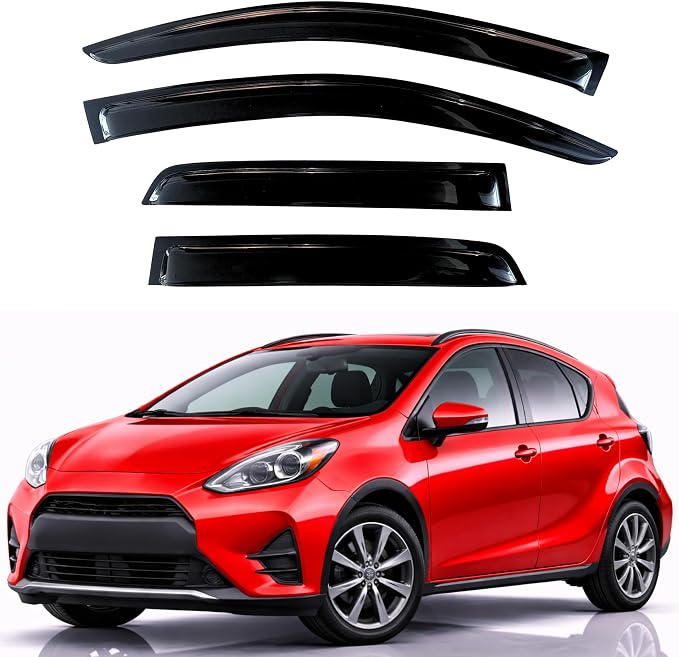 KPY Rain Guards Fit for 2012-2019 Toyota Prius C, Out-Channel Window Visors Vent Wind Deflectors 4PC, Car Accessories for 12-19 Prius C (Prius C Model Only)