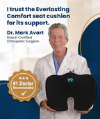 Doctor Recommended Memory Foam Seat Cushion for Office Chairs & Car - Ergonomic Office Desk Accessories - Cushions for Tailbone Pain Relief, Sciatica (Black Cool, Large)