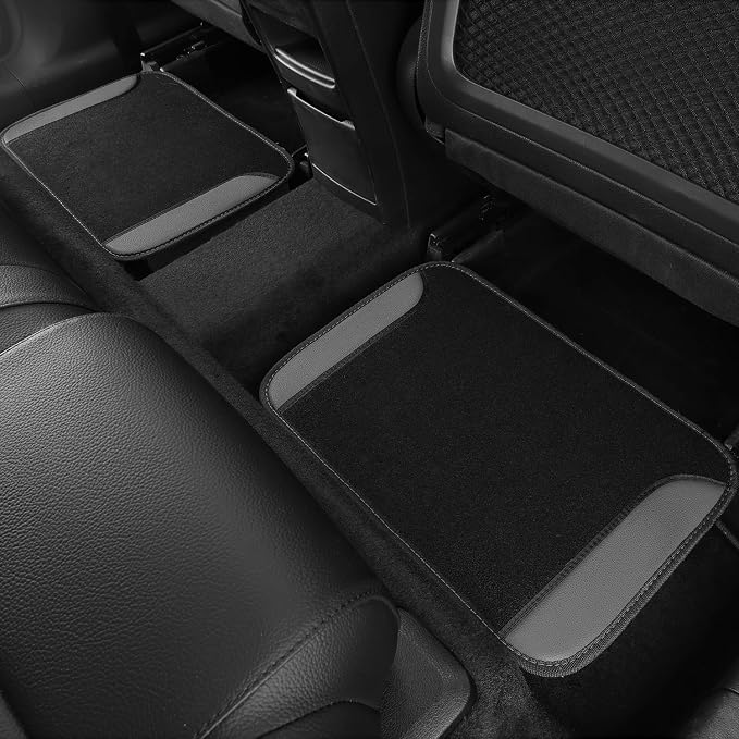 Faux Leather Steering Wheel Cover and Waterproof Car Floor Mats,Universal Car Combo Fit for 95% Sedan,SUV,Cars,14.5-15inch Sporty Anti-Slip Safety Comfortable Design(Black＆Gray)