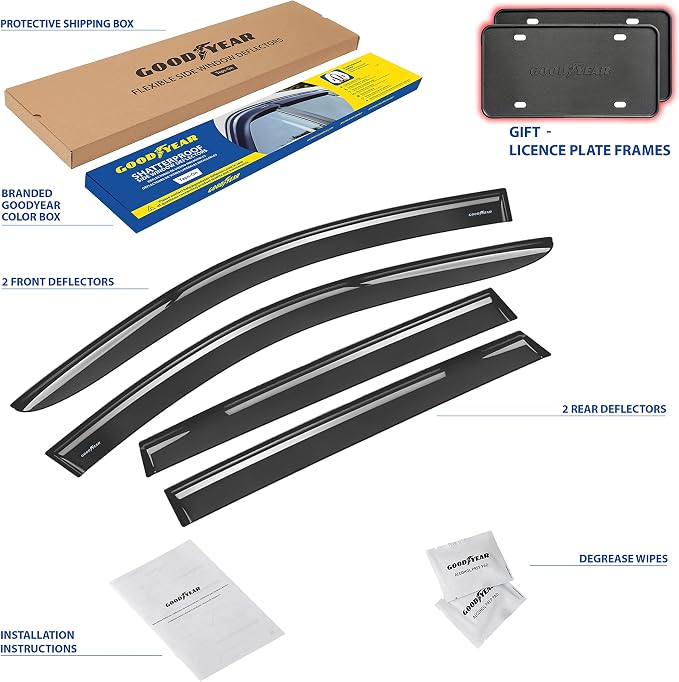 Goodyear Shatterproof Side Window Deflectors for Honda CR-V (CRV) 2017-2022, Rain Guards, Window Visors for Cars, Vent Deflector, Car Accessories, 4 pcs. - GY008732