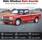 Window Visors Rain Guards for 1994-2004 Chevrolet S10/GMC Sonoma Accessories, Outside-Mount Tape-On Side Window Wind Deflectors Vent Visors Shades Rainproof Black 2PCS