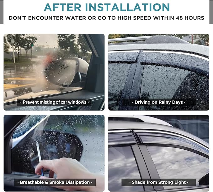 Tape On Window Visors Fits for 1988-1991 Honda Civic Sedan Only, DX, LX Models, Side Auto Window Wind Deflectors, Ventshade, Rain Guards for Cars/Trucks