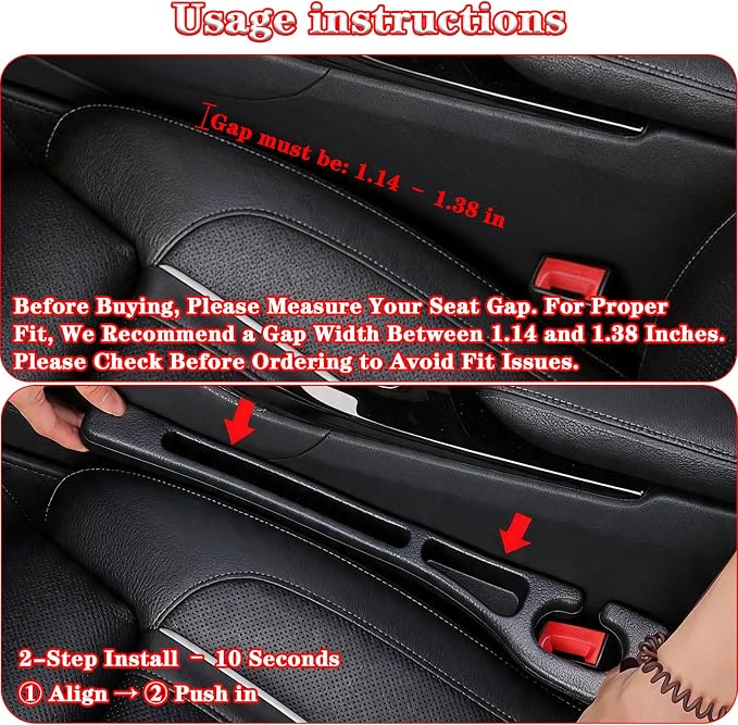 Car Seat Gap Filler Organizer of 2, 2 in 1 Car Gap Filler(Red) | Universal Gap Filler with Storage Pockets, No Drop Seat Guard for Phones Keys Cards,Car Accessories for Most Cars Trucks SUVs