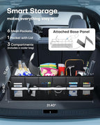 Trunk Organizer - Car Organizer with Built-In Leakproof Car Cooler, Collapsible Trunk Organizer with Cooler for Car, SUV, Sedan, with Base Panel (3 Compartments, Black),31.9"×12.6"×10.6"