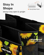 Trunk Organizer - Car Organizer, Foldable Trunk organizer for SUVs & Sedans, Sturdy Car Organization for Car Accessories, Tools, Sundries, Sunflower, 2 Compartments, 21.3"×12.6"×10.6"