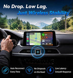 2026 Upgraded Wireless CarPlay Adapter with Buttons for Privacy Call & Two-Phone Fast Switch, Aluminum Cooling, Dual-Band WiFi, Mini Cable-Free, Compatible with Apple iPhone & Android Auto, Gray