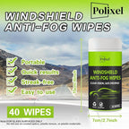 Glass Anti-Fog Wipes Pre-moistened Quick Antifog Defogger Prevent Fogging on Car Windshield, Mirror, Shower Door, Window, Helmets, Goggles Resealable Bottle Pack - 40 Wipes