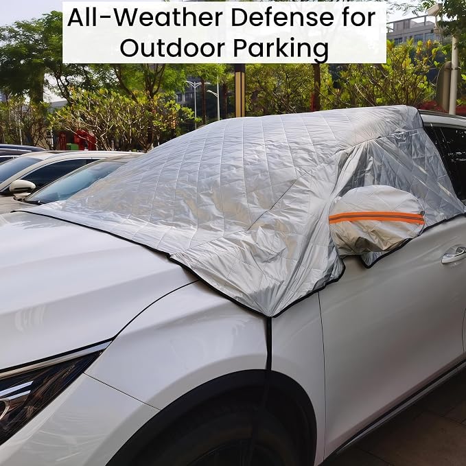 Thickened Full Windshield + Side Window Coverage ，Winter Car Windshield Snow Ice Cover Waterproof,Windshield Sun Shade Cover All Season Universal Protection for Cars, SUVs, Trucks,Minivans.