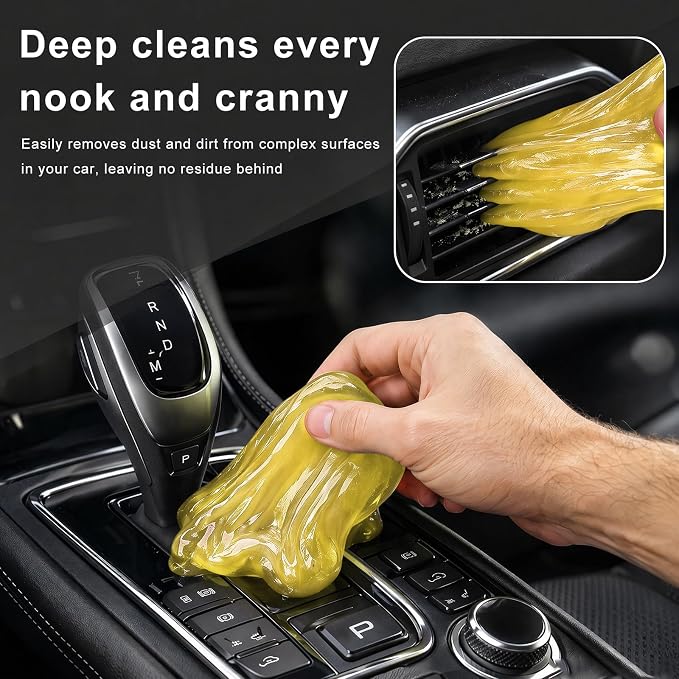 4 PCS Car Cleaning Gels, Reusable Dashboard Dust Removal Slime Auto Detail Cleaner, Universal Cleaning Putty Air Vent Dusting Mud Fits for Vehicles Keyboards Laptops (Green+Pink+Yellow+Blue)
