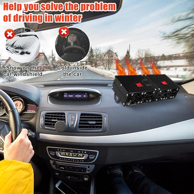 500w Car Heater 24 volt Camping Heaters Car Heater Kit Camping Windshield Window Defogger Defroster for Winter Automobile Windscreen Car Camper(24v)
