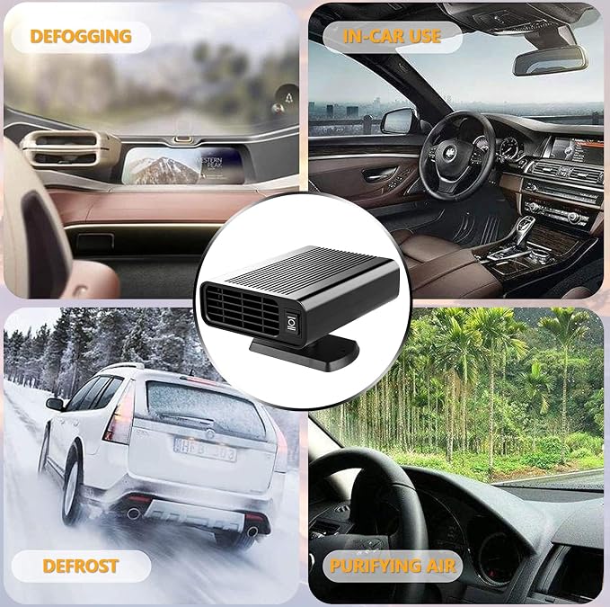 12V 150W Car Heater, Portable Car Heater Plug into Cigarette Lighter, 2 in 1 Fast Heating Defrost Defogger, Windscreen Defogger Window Defroster for Car