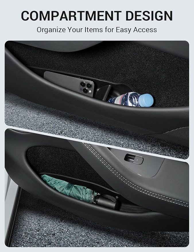 2026 Tesla Model Y Juniper & Model Y L Door Side Storage Box Door Pocket Liner Side Organizer Tray Waterproof TPE Front & Rear Model Y Juniper (Standard/Premium/Performance 2025/2026)
