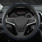 Customized Auto Car Steering Wheel Cover for Chevy 14.5-15 inches, Steering Wheel Cover for Chevrolet(Black Line-Standard Size)