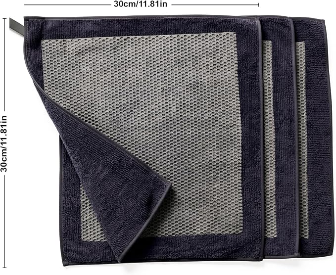 3 Pcs Clay Towel - Auto Detailing synthetic Clay bar Towel - Decontaminate Paint and Glass for Smoth Washing - Improve Wax and Sealant Bonding, Enhance Gloss and Color Depth - 12" x 12" (BLACK)