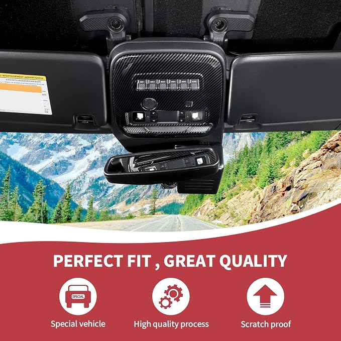for Bronco Front Reading Light Panel Trim Cover Compatible with 2021-2025 Ford Bronco Carbon Fiber Interior Accessories 2-Door 4-Door (with AUX Switches)