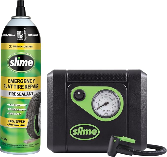 50166 Flat Tire Puncture Repair, Smart Spair Plus, Emergency Kit for Car Tires, Includes Sealant and Tire Inflator Pump, Suitable forTruck/SUV, 18 Min Fix
