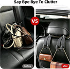 Platch Car Purse Hook 2 Pack Headrest Hooks for Car, Luxurious Leather Material, Seat Back Storage Hook Multifunctional Car Seat Hooks Keep Car Tidy (Grey)