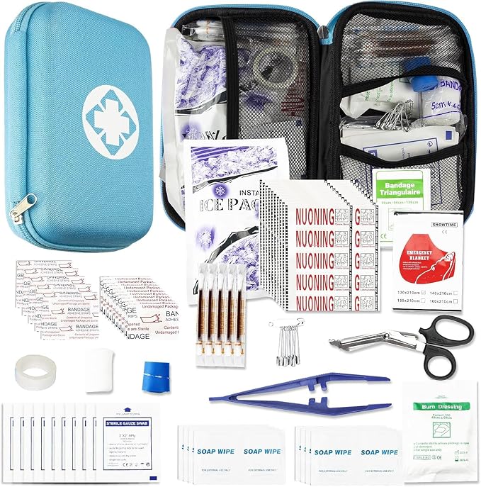 276PCS Small Travel First Aid Kit Supplies for Business, First Aid Kits Backpacking Essentials Items Trauma First Aid Survival Kits for Home Outdoor Adventure, Blue