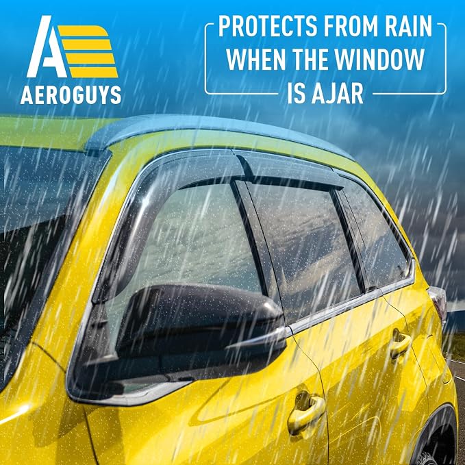 Extra Durable Window Deflectors Tape-On Window Visors Rain Guards Fit for Toyota Highlander 2014-2019, Sun Visors, Wind Vent for Shades, Exterior Car Accessories - 4pcs. AG0119