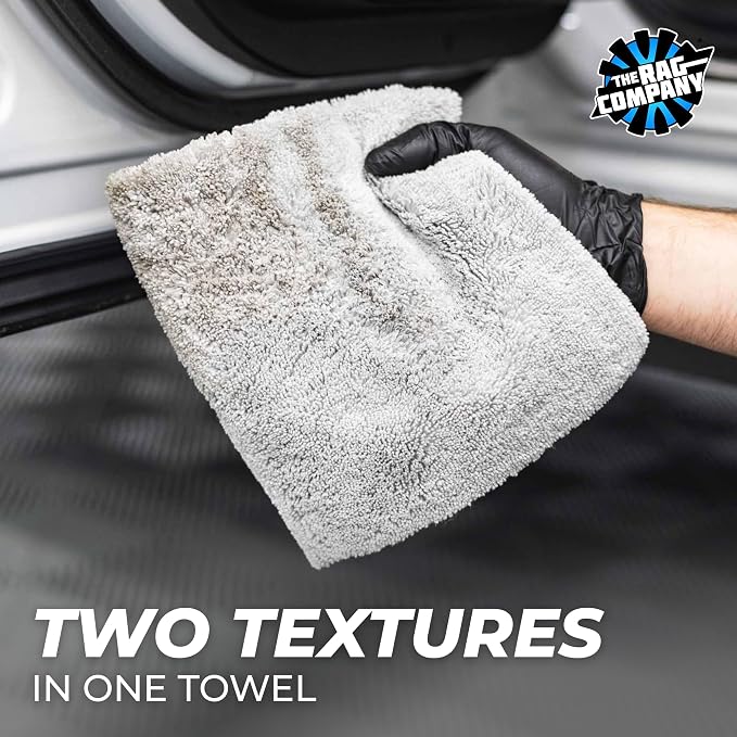 Creature Edgeless Auto Detailing Towels; Professional 70/30 Blend, Dual-Pile Plush Microfiber, Buffing & Polishing, 420gsm - 16in x 16in - Ice Grey - 10-Pack